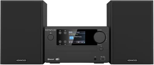 Microcadena HiFi Kenwood M-725DAB-B con CD, USB, Dab+ y Bluetooth Audio-Streaming. Color: Negro - Mini Equipo de Musica para casa