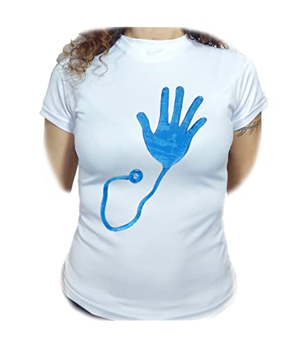 MERCHANDMANIA Camiseta Mujer A3 Mano Loca Juguete Broma Retro Antiguo Woman Tshirt.