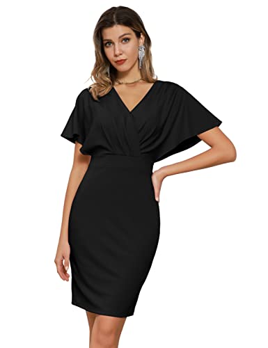 GRACE KARIN Vestidos de Mujer para Nochevieja ElegantSera Negro Vestidos Cortos Bodycon Clubwear para Fiesta Cocktail 2XL