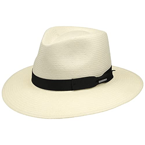 Stetson Sombrero Traveller Tokeen Toyo - Sombrero de Paja Hombre - Sombrero de Caballero 100% Paja Toyo - Primavera/Verano - Sombrero para el Sol Natural M (56-57 cm)
