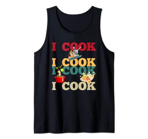 Cocinar Comida Recetas Ollas y sartenes Yo cocino Camiseta sin Mangas
