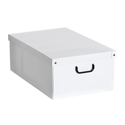 Kanguru Caja en Carton para almacenaje, con tapa, Blanc, 50x40x25 cm, Grande