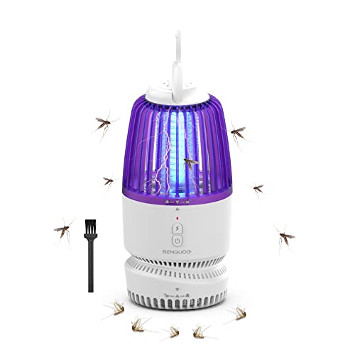 BENGUOO Lámpara Antimosquitos Eléctrica USB, Luz Mata Insectos, Mosquitera para Casa Interior Exterior Jardin Blanco