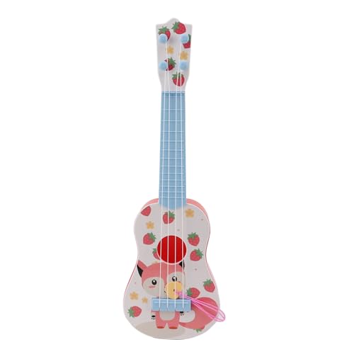 Juguete de Ukelele para Niños, Guitarra de Dibujos Animados de Plástico, Juguete Educativo de Ukelele Jugable de 4 Cuerdas para Niños y Niñas (PINK)