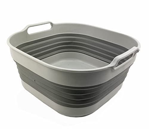 SAMMART bañera plegable y cuenco plegable - bandeja de plástico portátil/que ahorra espacio (gris (cubo de 10 l))