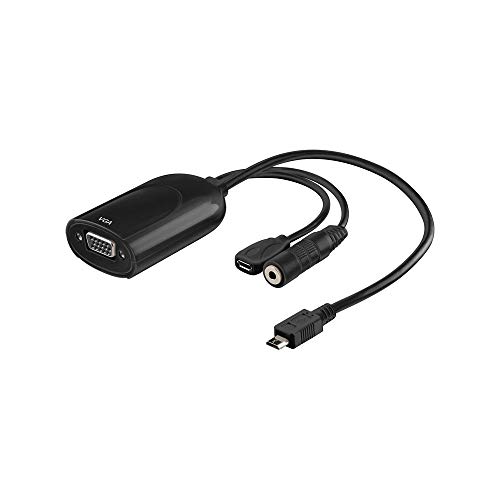Goobay A 360 MHL+/VGA Micro-USB Negro - Adaptador para Cable (Micro-USB, VGA, Macho/Hembra, 0,2 m, Negro)