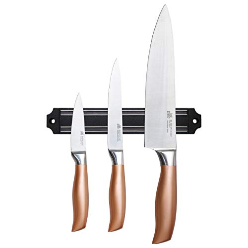 Bergner Just For Chefs Q2906 - Set 3 Cuchillos y Barra Magnética Acero Inoxidable Infinity, Gris