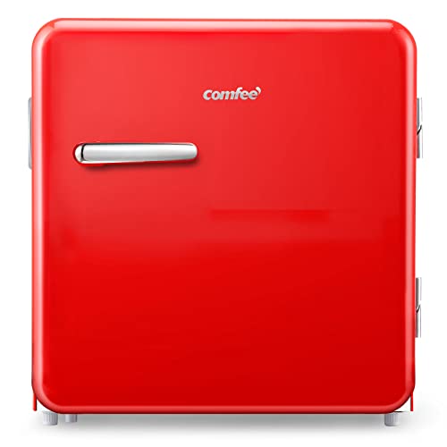 COMFEE' RCD50RE1RT(E) 47L Solo Frigorífico Retro, frigorífico de sobremesa, control de temperatura ajustable, adecuado para el hogar, la oficina o el dormitorio, Econ Energy (Rojo)