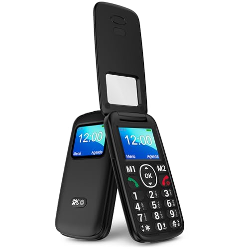 SPC Titan View – Teléfono móvil de Tapa para Mayores con Teclas Grandes, botón SOS, configuración remota, 2 memorias directas, Manos Libres y USB-C – Negro