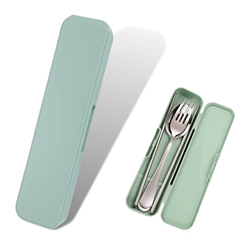 PLABBDPL 1 caja de cubiertos portátil de 20 cm/7,8 pulgadas, bolsa de viaje para almacenamiento de vajilla, bolsa de camping, para cuchara, tenedor y palillos (verde)