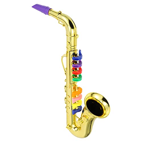 MILISTEN Saxofón con 8 Teclas de Colores Instrumentos de Viento Musical para Niños Juguete de Educación Temprana para Niños Niñas (Dorado)