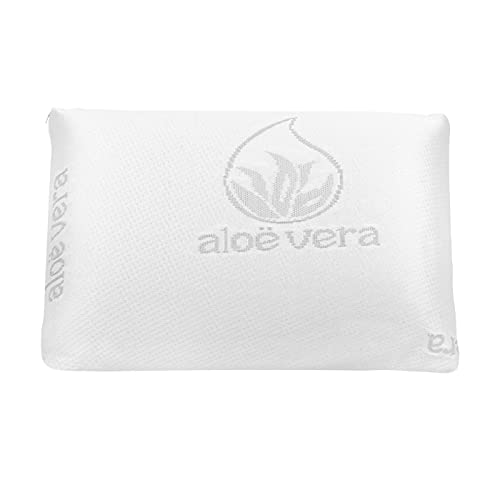 MERCURY TEXTIL - Almohada viscoelástica con Tejido de Aloe Vera, termoregulable adaptabilidad al Cuello de Alta recuperación. (Almohada Viaje)