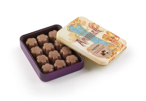 Chocolates Amatller Caja de Bombones Chocolate con Leche y corazón de Ganache Café Natural 72gr - Lata Metálica de Diseño - Regalo San Valentín