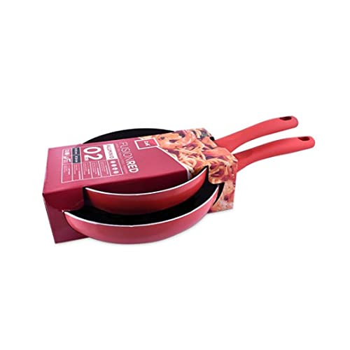 Sartén Antiadherente Cok - Envio 24 h - Apta para todas las cocinas - Inducción, Vitrocerámicas, Gas, Lavavajillas - Profesional OverGrip - Enviado Cosecha Privada (Set Fusion, 2 uds (20 +24cm) Red)