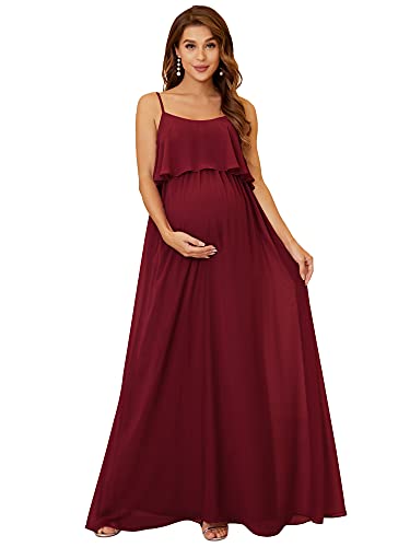 Ever-Pretty A-línea Vestido de Fiesta para Mujer Embarazada Premamá Faldas Fotografía Corte Imperio Cómodo Burdeos 48