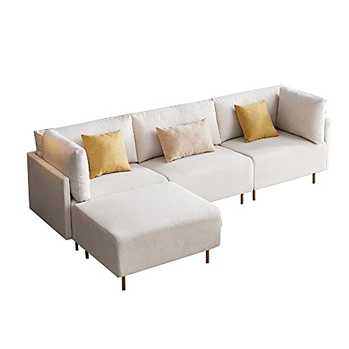 jeerbly Sofá esquinero, sofá en forma de L, tela de poliéster, sofás de 3 plazas con reposapiés esquinero, sofá de salón, lado izquierdo y derecho para sala de estar, sala de recepción
