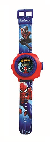 Lexibook Reloj correa ajustable pantalla digital con 20 proyecciones de Spider-Man-para Niños-Rojo y Azul