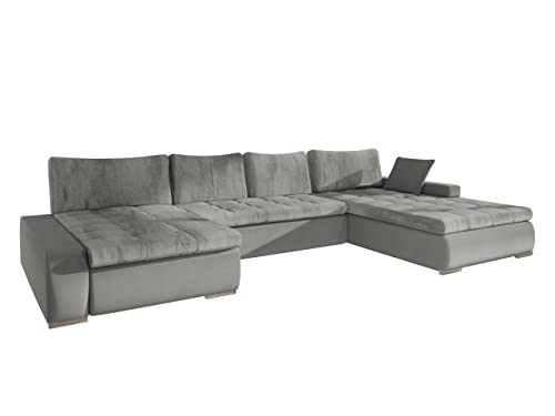 Mirjan24 Sofá esquinero Caro Premium, en forma de U, con caja de cama y función de sueño, esquina tapizada, sofá cama para salón, paisaje residencial (Otusso 04 +