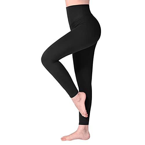 SINOPHANT Leggins Mujer, Pantalon Yoga Mujer, Mallas Deporte Mujer, Leggings Mujer Suaves Elásticos de Cintura Alta Tallas Grandes, Pilates(#1 Piezas Negro,S-M)