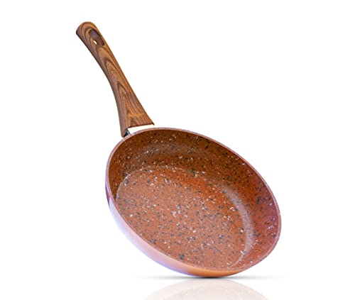 Livington Copper & Stone Pan | Sartén de 28 cm | antiadherente y resistente a los arañazos | aspecto de granito | Revestimiento interior de piedra para una perfecta distribución del calor | Apta para