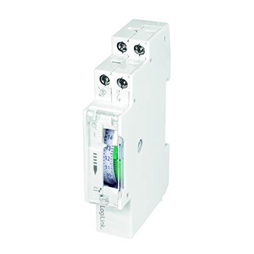 LogiLink ET0009 ET0009-DIN-RAIL - Temporizador con Temporizador mecánico para Cambiar fácilmente por Ejemplo Luces de neón, Calentadores de Agua, linternas, Sistemas de riego, etc, protección IP20