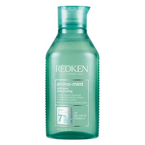 Redken, Champú de Menta Anti Grasa, Limpia y purifica el cabello graso y largos sensibilizados, Refresca las raíces y No aporta peso, Amino Mint, 300 ml