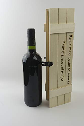 Botellero personalizado de madera con grabado laser. Caja de madera para botella de vino. El regalo ideal para el día del padre, dile lo mucho que le quieres con este original detalle
