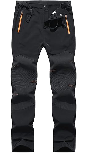 BenBoy Hombre Trekking Pantalones de Nieve Impermeables Softshell Montaña Pantalones Invierno Calentar Escalada Senderismo Esquiar Aire Libre KZ3028M-Black-XL