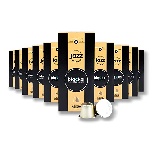 blackzi - Capsulas compatibles Nespresso® de café cremoso arabica con un toque de robusta jazz PREMIUM (10 paquetes de 10 cápsulas de aluminio) - Caffé Italiano (Bologna)