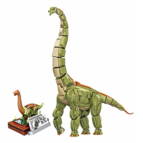 QLJBFU Juego de Bloques de construcción de Dinosaurios, 2250 Piezas, Figuras de braquiosaurio, Juguetes de Bloques de construcción con Efectos de Sonido, Kit de Modelo de la Serie Mundial jurásica,