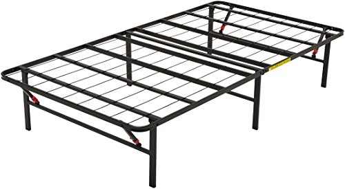 Amazon Basics - Somier fijo plegable, montaje sin herramientas, permite almacenar debajo de la cama, 90 x 200 cm, Negro