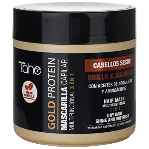 Tahe Gold Protein Mascarilla capilar multifuncional 3 en 1 Brillo y Suavidad para cabellos secos (400 ml)
