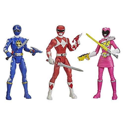 Power Rangers Beast Morphers - Juego de 3 figuras de acción, juguetes Dino Thunder Blue Ranger, poderoso morfín rojo Ranger, Dino Charge Pink Ranger