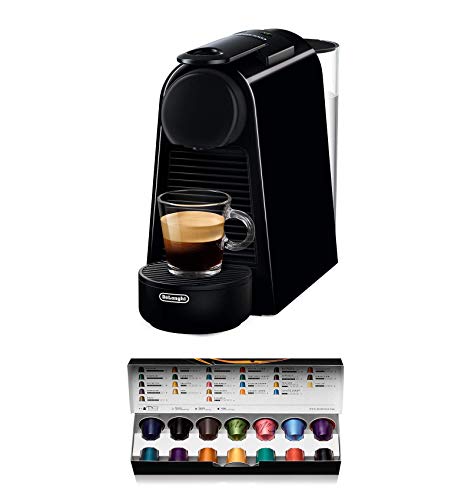 Nespresso De'Longhi Essenza Mini EN85.B - Cafetera monodosis de cápsulas Nespresso, compacta, 19 bares, apagado automático, color negro, Incluye incluye cápsulas de regalo