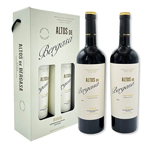 Estuche Regalo Vino tinto de Rioja Gran Reserva Altos de Bergasa Denominación de Origen - Pack de 2 botellas de 750 ml - 5 años de maduración con 36 meses en barrica - Vinos de Rioja Premiun