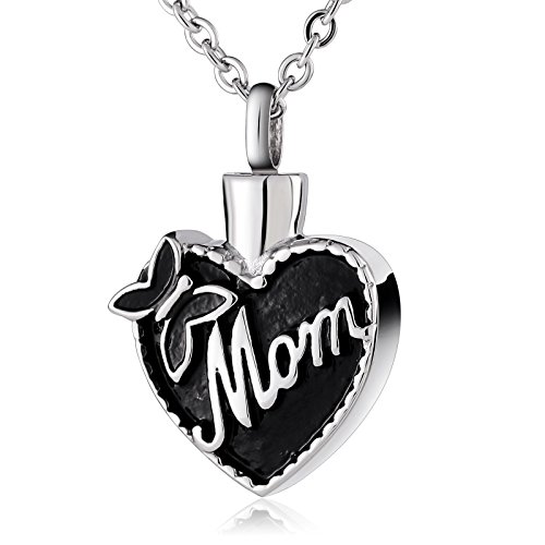 Epinki Joyería de Moda Corazón Mariposa Mom Memorial Urna Collar Colgante Acero Inoxidable Cremación Pendant-Grabado Servicio de Grabado