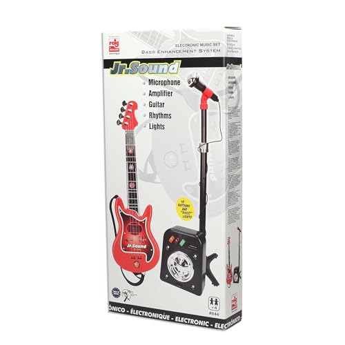 REIG 844 - Set de juguete para guitarra de 4 cuerdas y micrófono amplificado