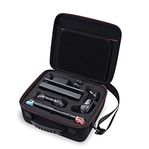 WildTech Funda Compatible con Nintendo Switch, Estuche Dura de Transporte de Fundas Lujo, maletín de Viaje con 21 Cartuchos de Juegos para Switch Console & Accesorios