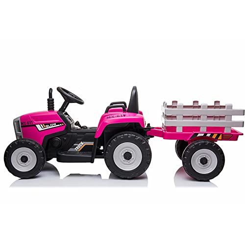 ATAA Tractor Ceres con Remolque - Rosa - Tractor eléctrico para niños con Mando para Padres y batería 12v