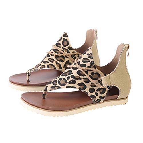 SOIMISS1 unid Mujeres Sandalias Planas de Leopardo Vintage Sandalias cómodas de Moda Zapatos de Verano para Mujer Dama-Talla 43