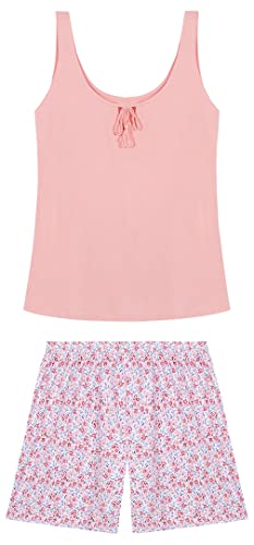 Women'secret Pijama Corto Tirantes Rosa 100% algodón Juego, M para Mujer