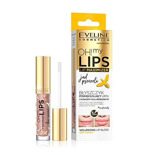 Eveline Cosmetics Oh! My Lips Volumizing Lip Gloss Maximizer con veneno de abeja y ácido hialurónico | 4,5ml | Lip Enhancer para labios más completos y suaves | Aroma agradable