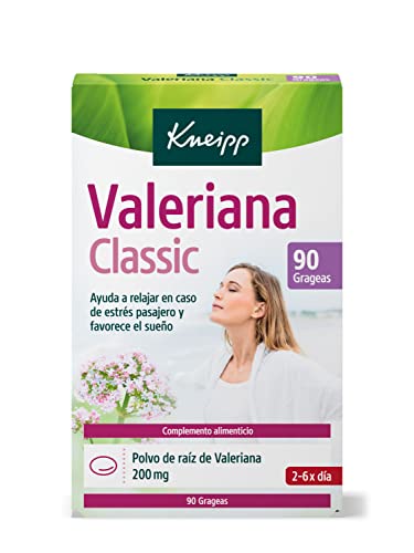 Kneipp, Valeriana Classic, Tranquilizante Natural para Dormir, Pastillas de Valeriana Relajantes, Alivian el Estrés y Favorecen el Sueño, 90 Grageas (200 mg)