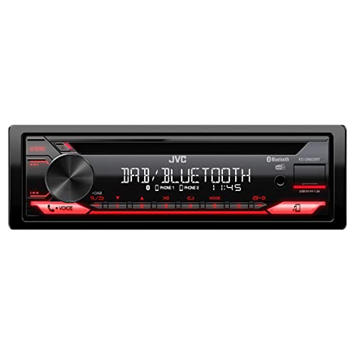 JVC KD-DB622BT Radio de Coche CD con Dab+ y Kit Manos Libres Bluetooth (procesador de Sonido, USB, AUX-In, Spotify Control, 4 x 50 vatios, iluminación de botón Rojo, sin Antena)