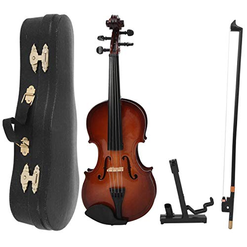 Mini modelo de violín, violín en miniatura de madera de 20 cm con estuche, modelo de instrumento musical para amantes de la música, niños y adultos
