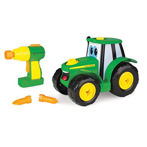 John Deere de Bizak, Construye el Tractor Johnny, Tractor de Juguete, Tractor Desmontable para Niños, Incluye Taladro Eléctrico con 2 Brocas