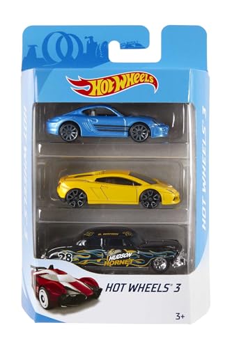 Hot Wheels Pack de 3 vehículos, coches de juguete (modelos surtidos) (Mattel K5904)