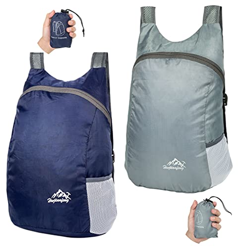 Feibmir 2 mochilas plegables ultraligeras, resistentes al agua, para senderismo, mochilas plegables para hombres, mujeres, niños, viajes, al aire libre, camping