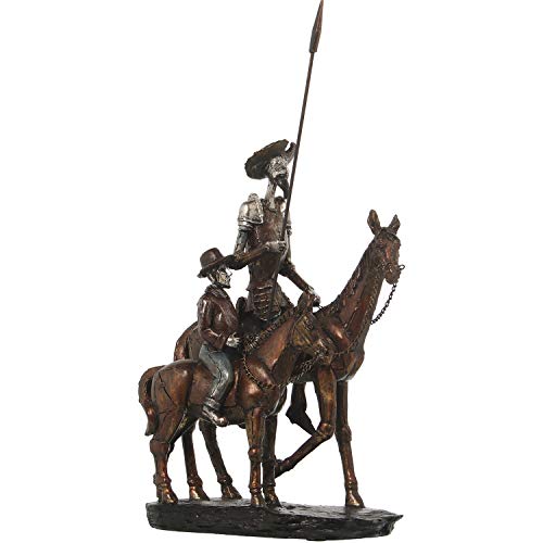 DRW Figura de Don quijote y Sancho Panza montados a Caballo y 23x14x31,5cm