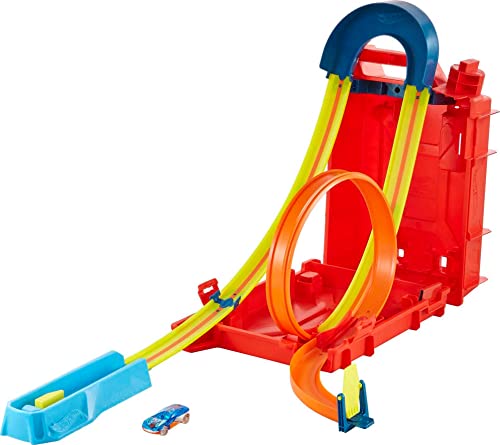 Hot Wheels Caja de Acrobacias en Forma de Bidón Track Builder Unlimited - Pista Acrobacias y Carreras - Incluye Coche - Regalo para Niños de 6+ Años